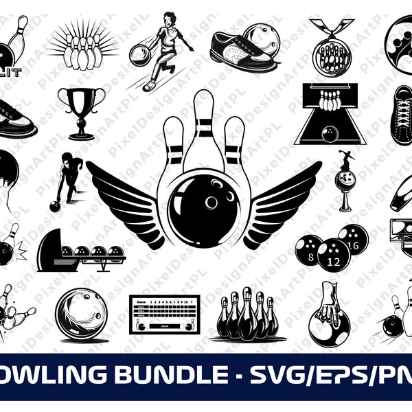 Bowling SVG/PNG Bundle, Cricut, Sublimation, T-shirt, Silhouette, Scrapbooking, Card Making, Paper Crafts, Clipart