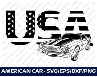 Amerikanisches Auto SVG/PNG/EPS, Cricut, Sublimation, T-Shirt, Silhouette, Scrapbooking, Kartenherstellung, Papierhandwerk, Clipart