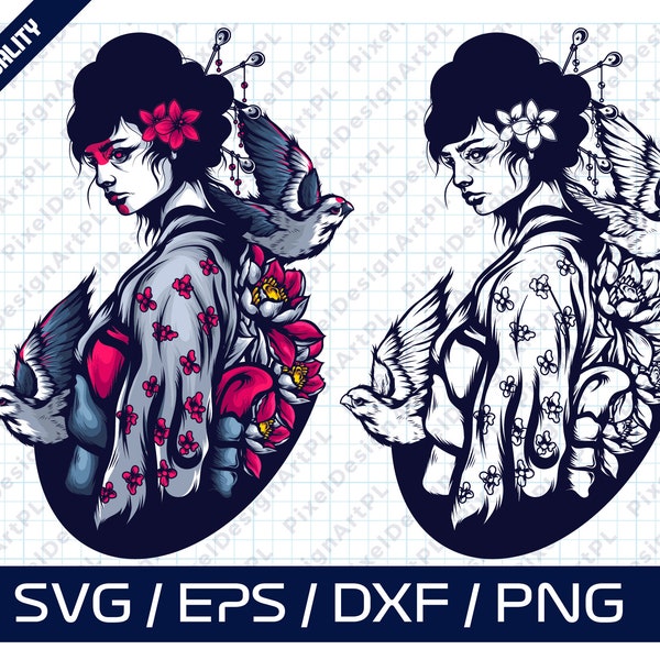 Geisha SVG, Cricut, Silhouette, Scrapbooking, Card Making, Paper Crafts, Clipart