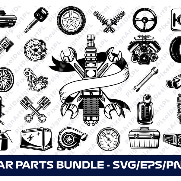 25 Car Parts SVG,EPS,PNG Bundle, Cricut, Clipart, Sublimation, T-shirt Design