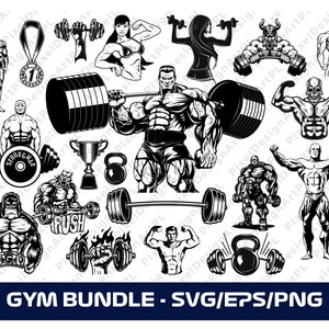Bodybuilding Bundle SVG,EPS,PNG - 20 designs, Cricut, Clipart, Sublimation, T-shirt Design