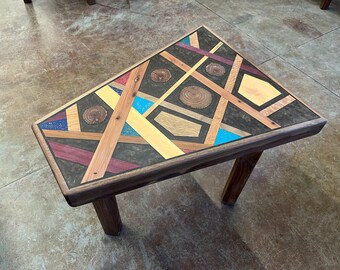 Handmade,  decorative,  most unusual creative side table that fit perfectly between chairs to create that cozy seating area.