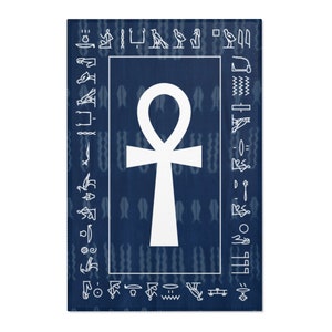 Kemetic Ankh Prayer Rug - Deep Indigo