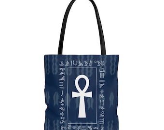 Kemetic Ankh Notebook with Ra's Prayer All Over Print Tote Bag
