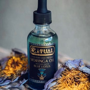 Ritual Oil Moringa Oil 100% Pure Cold Pressed Moringa Oil Infused with Blue Lotus Oil 2oz image 3