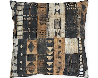 Outdoor African Mudcloth Inspired Pillow with Insert