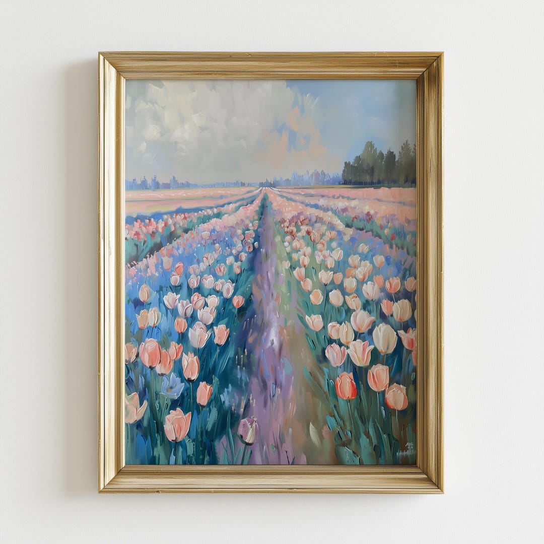 Spring Tulip Field PRINTABLE Wall Art | Colorful Tulip Meadow Print ...