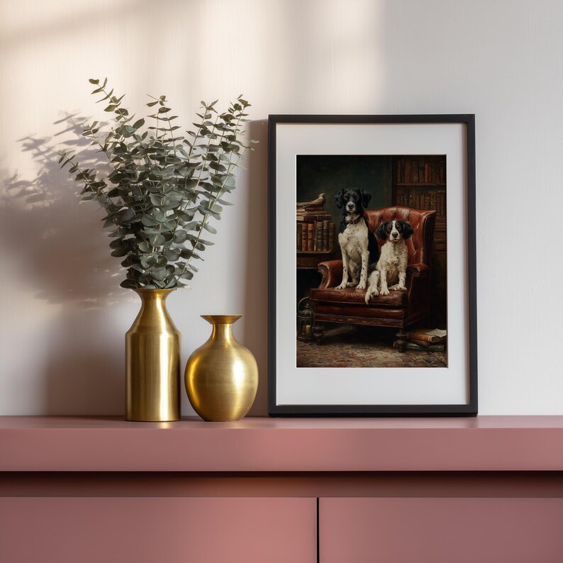 Vintage Dog Portrait Wall Art, Dark Academia Dog Print, Classic Oil ...