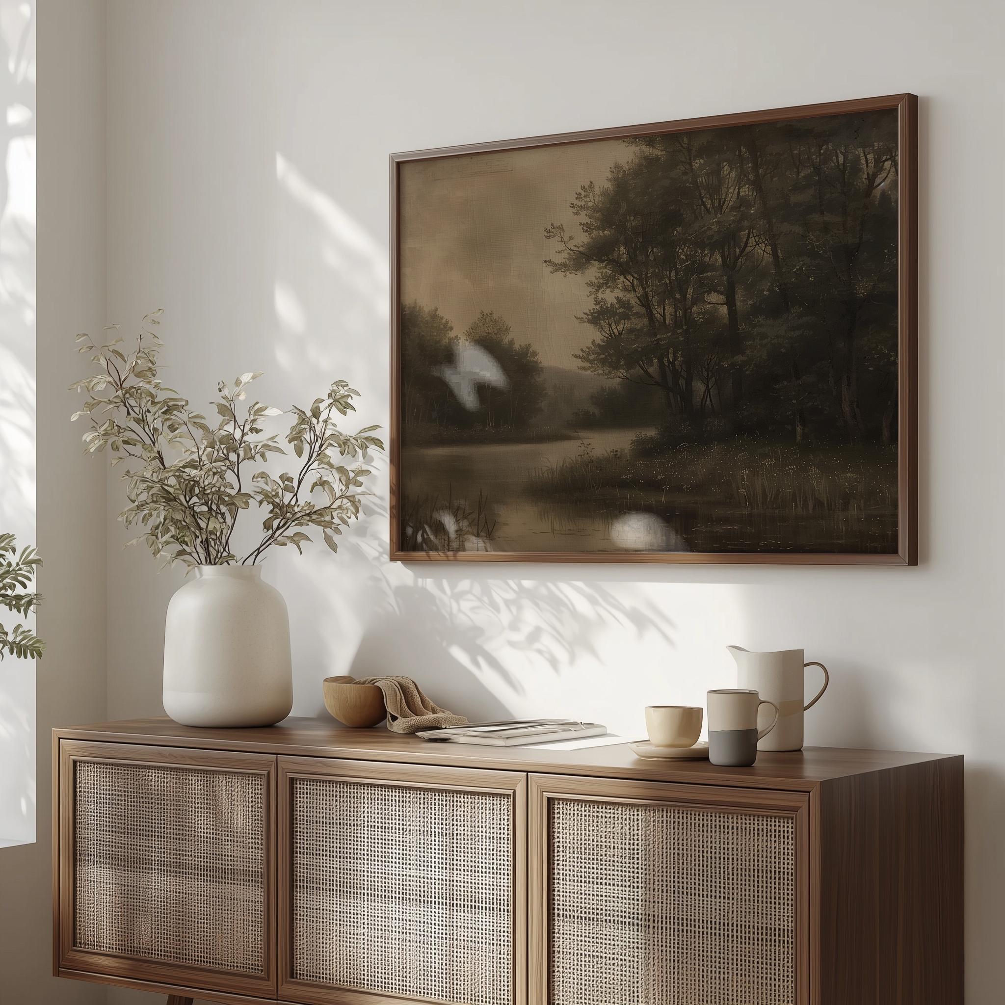 Dark Moody Forest Landscape Print Antique Woodland Wall Art Dark ...
