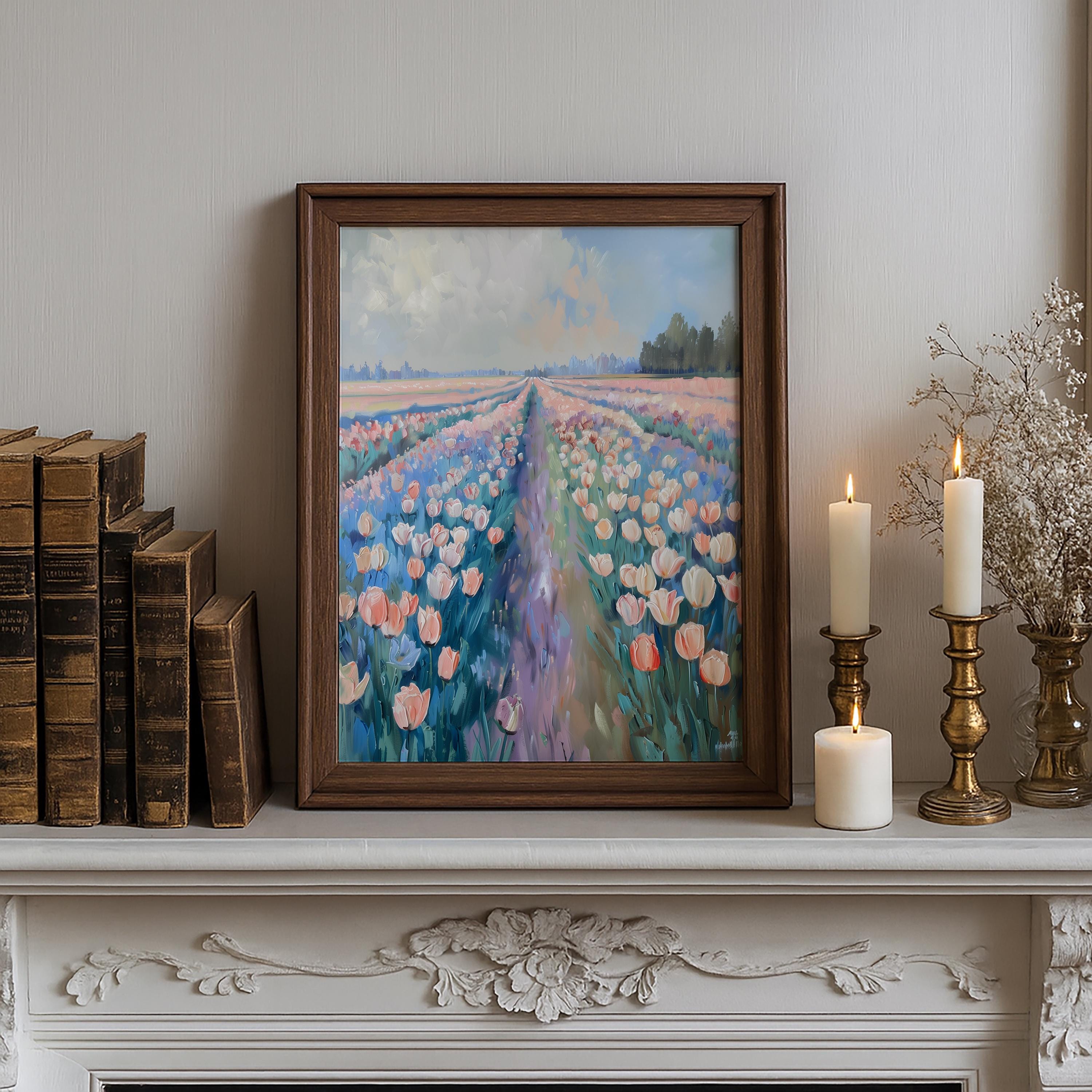 Spring Tulip Field PRINTABLE Wall Art | Colorful Tulip Meadow Print ...