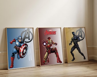 Superhero Boys Room Decor: Themed Nursery Wall Art Print (Digital Download