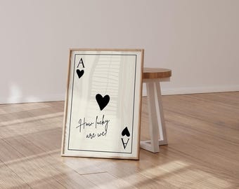 Playing Card Print, How Lucky Are We,  Fun Wall Art, Coquette Aesthetic