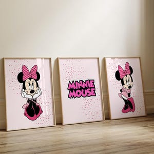 Minnie Mouse Wall Art Set of 3 Prints,Minnie Mouse Print,Minnie Mouse Nursery Bedroom Prints,Girls Nursery Decor,Minnie Mouse art poster