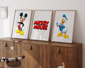 Mickey Mouse & Friends kinderkamerkunstafdrukken: set van 3 (digitale download)