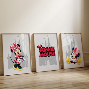 Minnie Mouse Wall Art Set of 3 Prints,Minnie Mouse Print,Minnie Mouse Nursery Bedroom Prints,Girls Nursery Decor,Minnie Mouse art poster