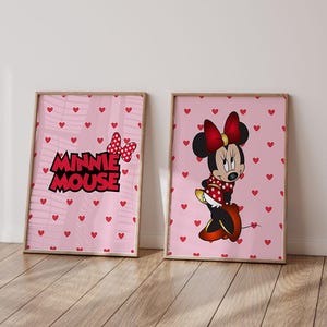 Minnie Mouse Wall Art Set of 2 Prints,Minnie Mouse Print,Minnie Mouse Nursery Bedroom Prints,Girls Nursery Decor,Minnie Mouse art poster