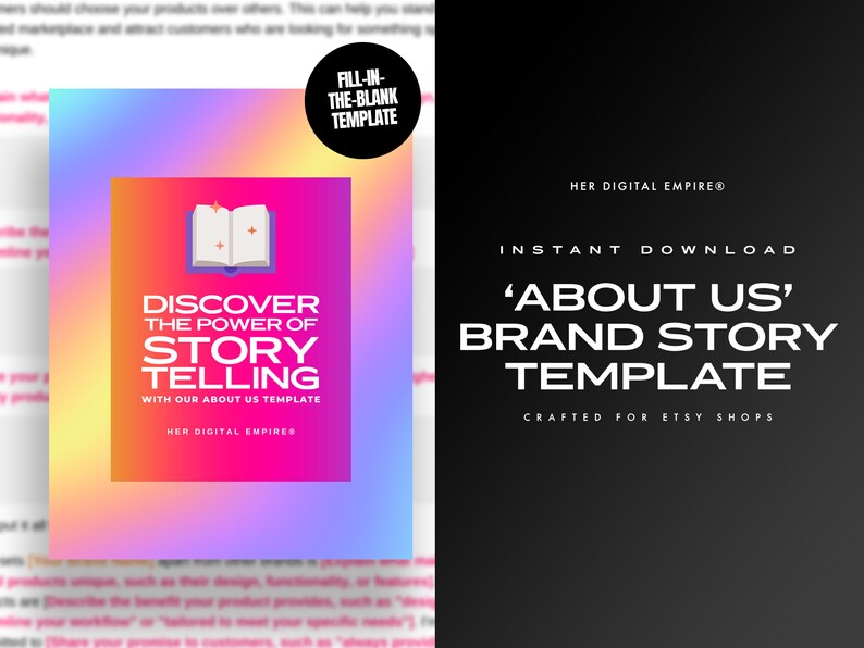 Brand Story About Us Template Fillintheblank Brand Story Etsy