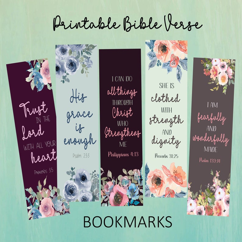 Printable Bible Verses Bookmarks Set of 5bible Journaling - Etsy