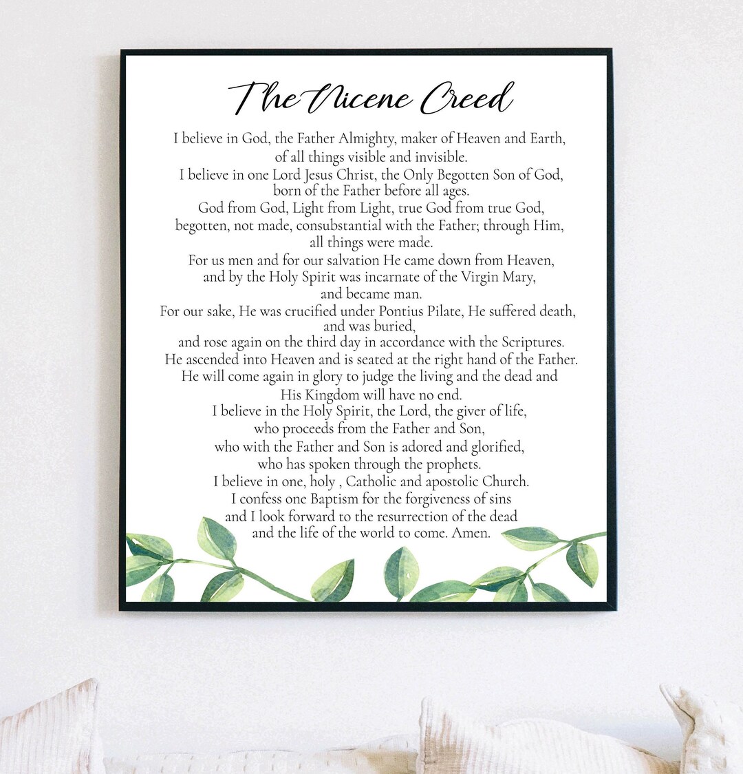 The Nicene Creed, Printable, Christian Wall Art, Digital Print, Prayer