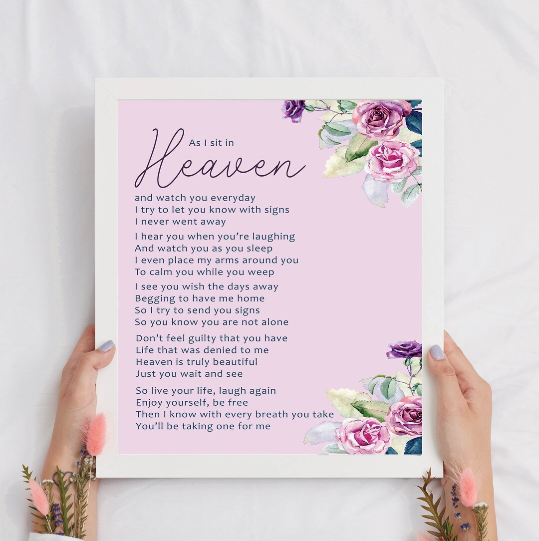 As I Sit in Heaven Poem, Printable Wall Art, Christian Poem Wall Art ...