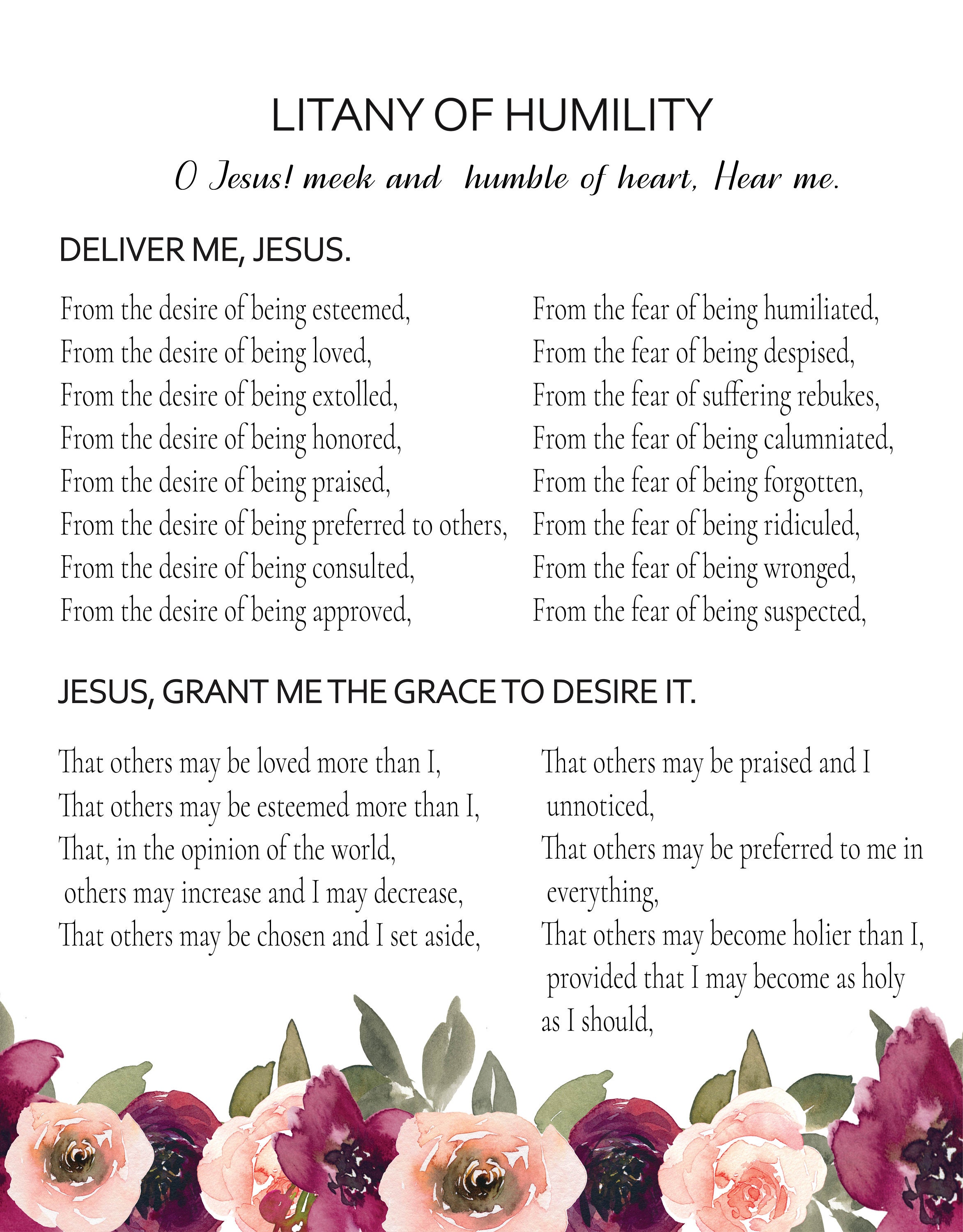 Litany of Humility Prayer Printable Deliver Me Jesus Prayer Deliver Litany of Humility Prayer Printable Deliver Me Jesus Prayer Deliver