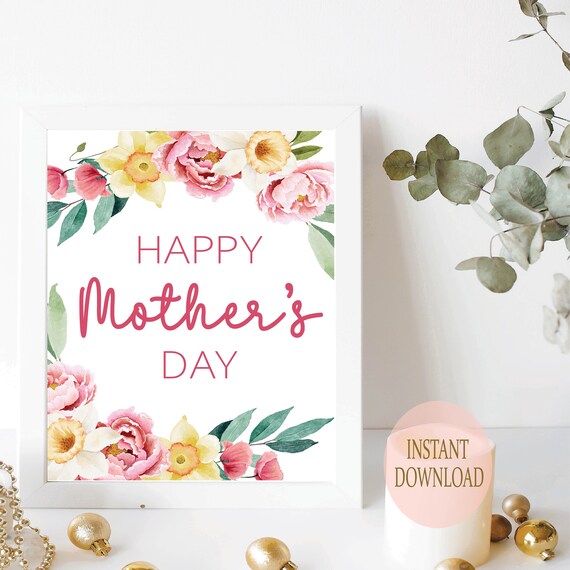 Happy Mother's Day Sign Printable Mothers Day Gift for - Etsy