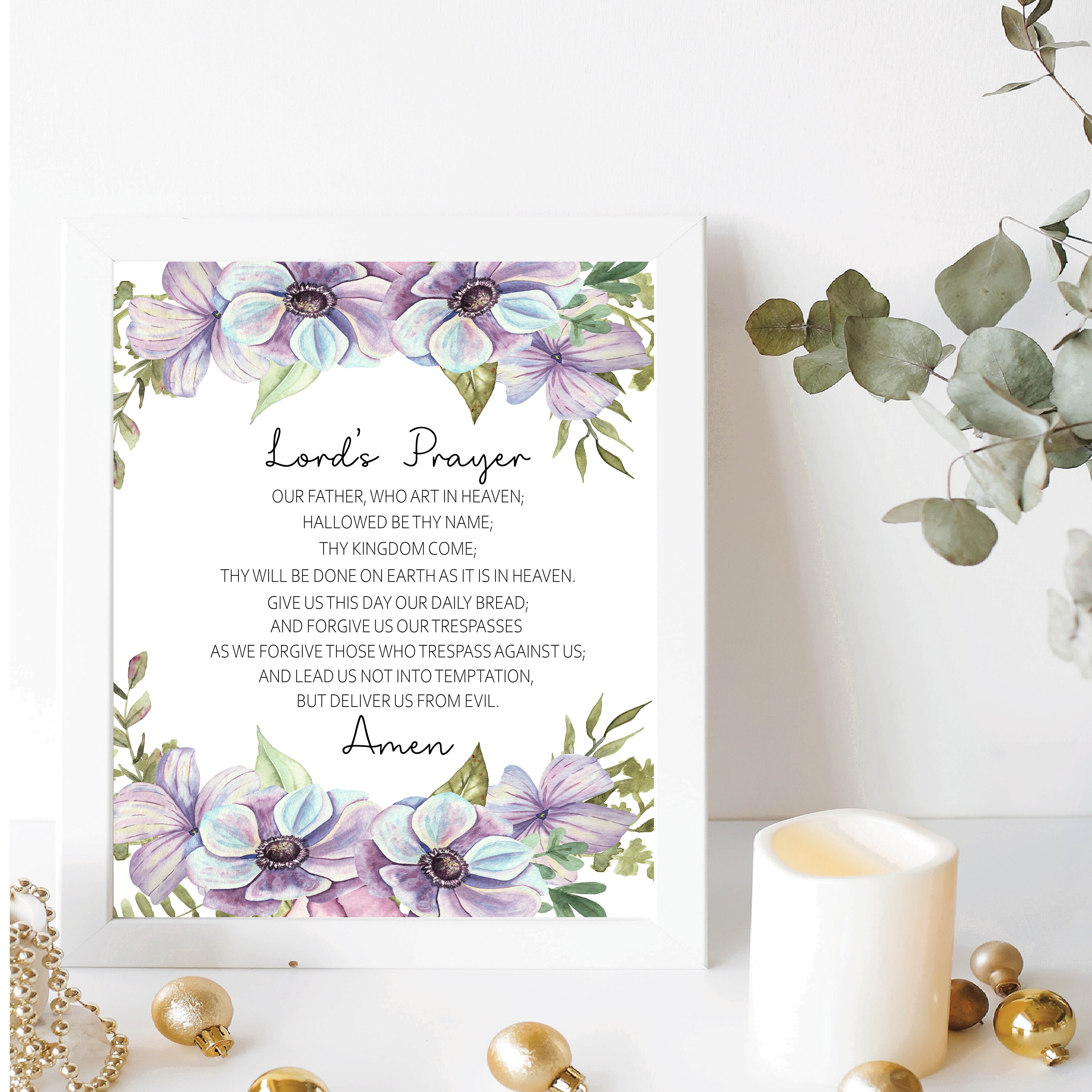 The Lords Prayer Print, the Lords Prayer Printable, Our Father Prayer Printable, Bible Verse ...