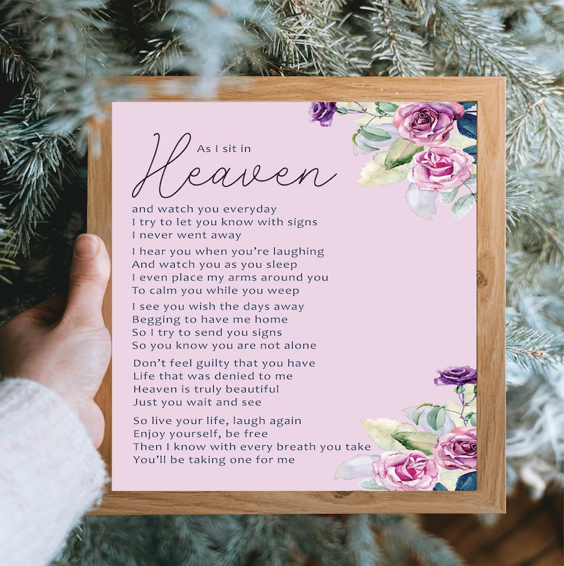 As I Sit in Heaven Poem, Printable Wall Art, Christian Poem Wall Art ...