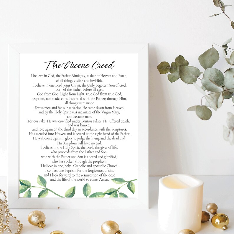 The Nicene Creed, Printable, Christian Wall Art, Digital Print, Prayer ...