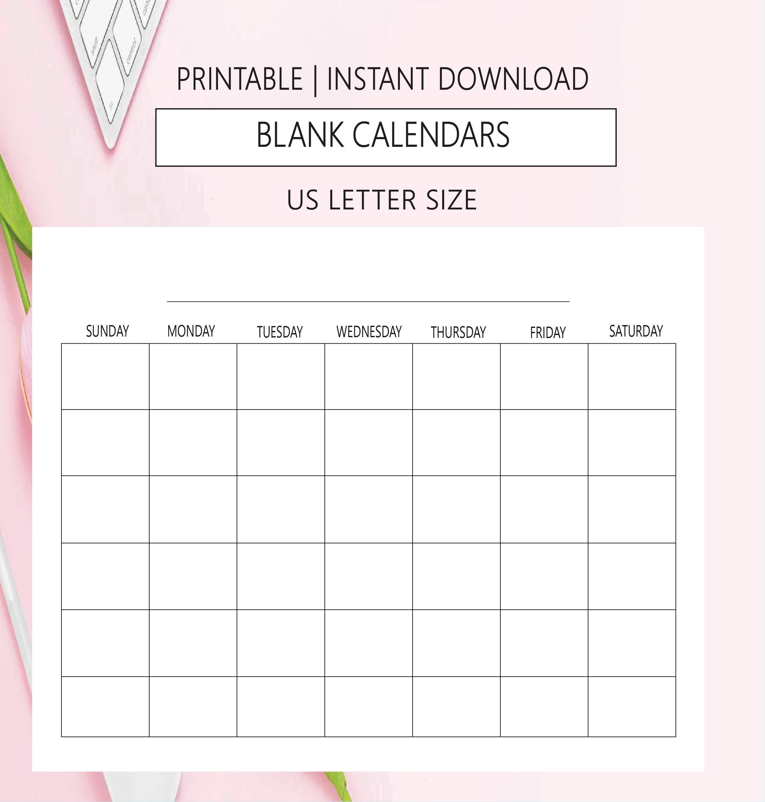 Blank Calendar Printable Simple Calendar - Etsy