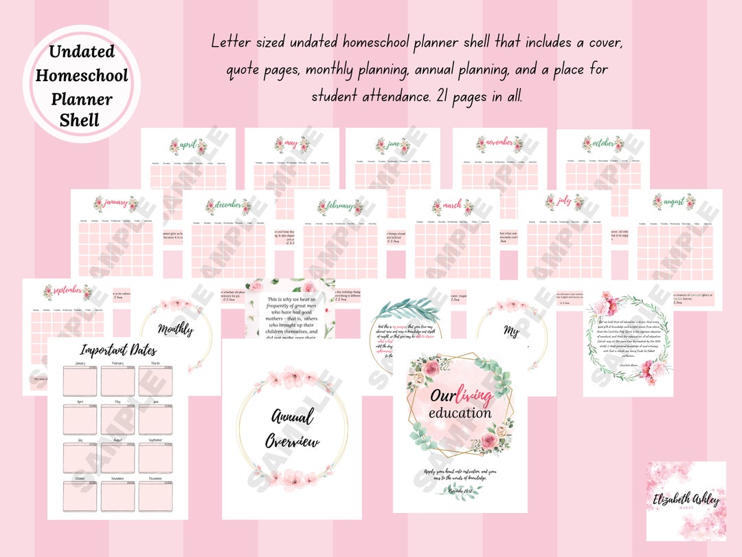 PRINTABLE UNDATED Homeschool Planner Shell | Charlotte Mason Education ...