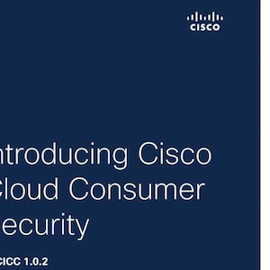 May include: A blue document with the title "Introducing Cisco Cloud Consumer Security" and the text "SECICC 1.0.2" and "Student Learning Guide". The Cisco logo is in the top right corner.