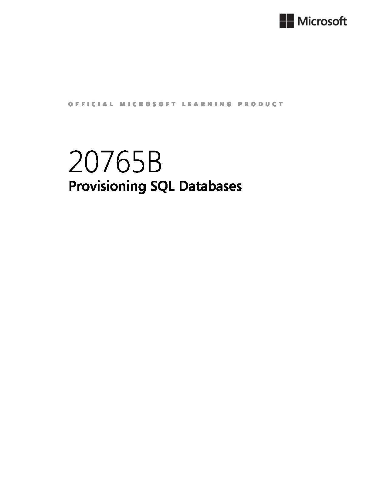 Official Microsoft 20765B Provisioning SQL Databases EBOOK PDF Study ...
