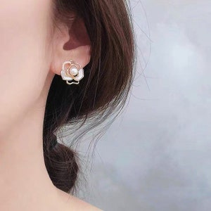 Chanel Gold Metal, Imitation Pearl, and Crystal CC Gold Stud Earrings, 2019, Fashion Earrings, Contemporary Jewelry (Like New)