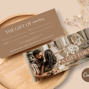 Modello di buono regalo per fotografo/voucher per fotografia Canva/buono regalo per fotografia/buono regalo per fotografi