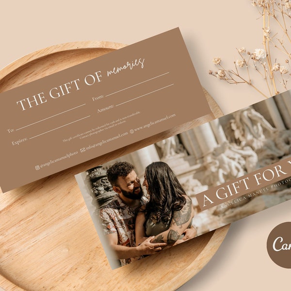 Photographer Gift Certificate Template | Canva Photography Voucher | Photography Gift Card | Gift card for Photographers