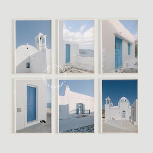 Greece Print Set of 6, Mediterranean Gallery Wall Set, European Wall Art, Santorini Island Photography, Printable Decor, Colors of Milos