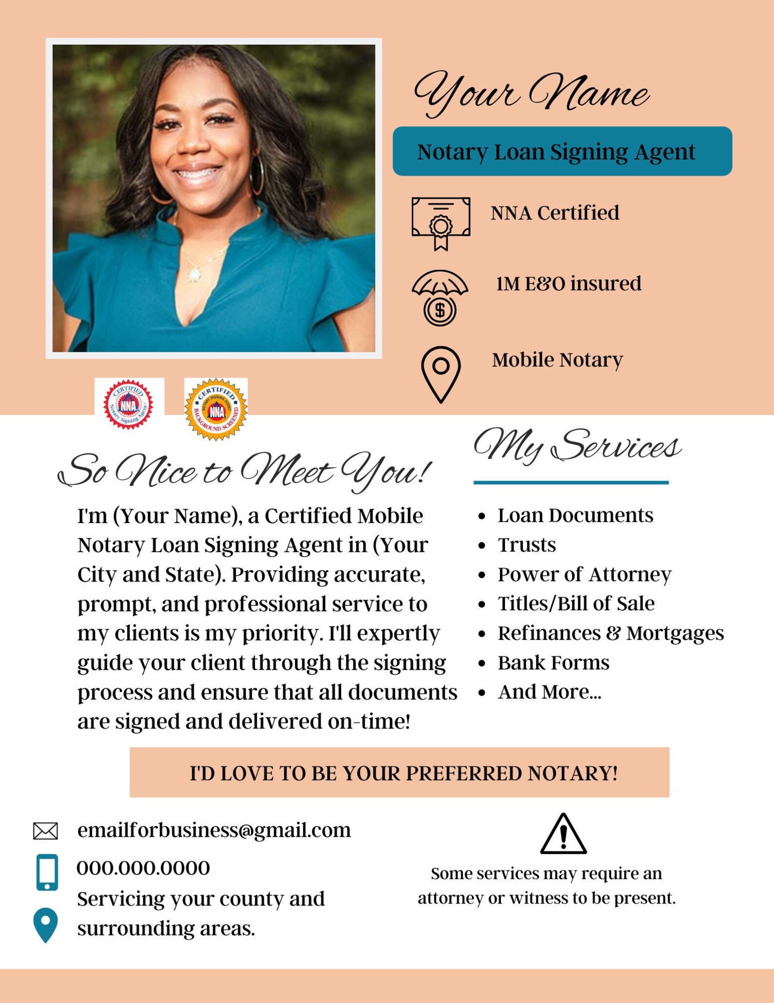 Notary Flyer, Printable Flyer, Editable Flyer, Notary Loan Signing