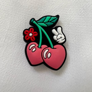 Cherry heart peace croc charm