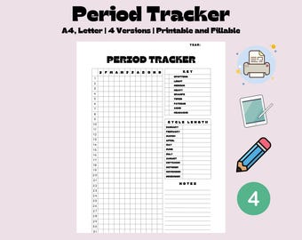 Menstruation Tracker, Period Tracker, Cycle Tracker, Women's Health, Fertility Calendar, Monthly Calendar, Reproductive Planner, Period Log