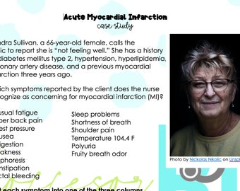 Nursing Care of the Client Experiencing an Acute Myocardial Infarction (AMI) Case Study w/answer key *Nursing Students*