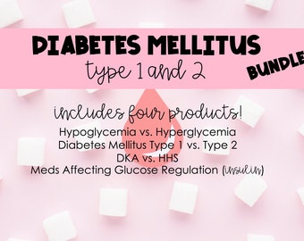 Everything you need to know about Diabetes Mellitus BUNDLE! 4 study guides with images and videos! *Nursing Students*