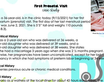 First OB Prenatal Visit Case Study w/answer key *Nursing Students*