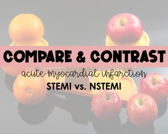 Acute Myocardial Infarction (MI) - STEMI vs. NSTEMI - Compare & Contrast Study Guide with images *Nursing Students*