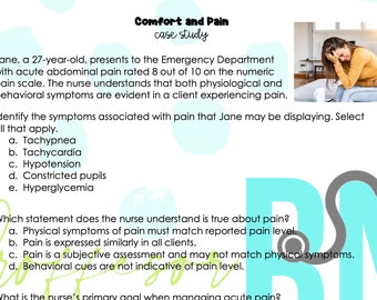 Comfort and Pain Case Study w/answer key *Nursing Students*