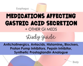 Medications Affecting Gastric Acid Production + other GI meds Study Guide *Nursing Students* BONUS Image!