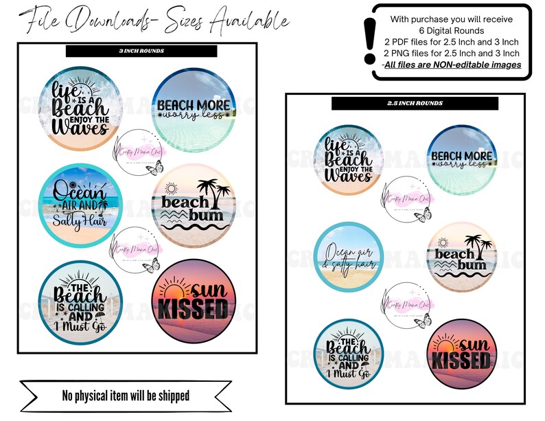 Digital Cardstock Download | Freshie Supplies | Beach | Freshie Rounds ...