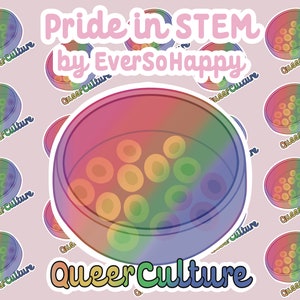 Cultura queer / Orgullo en pegatinas de tallo / Pegatinas de vinilo para botella de agua portátil / LGBTQIA+ brillante, ciencia, pegatinas divertidas troqueladas