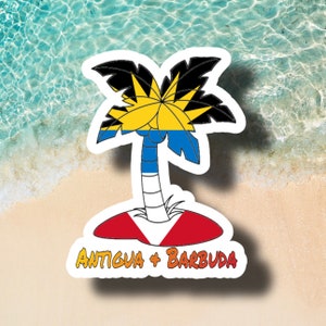 Antigua and Barbuda Palm Tree Vinyl Sticker