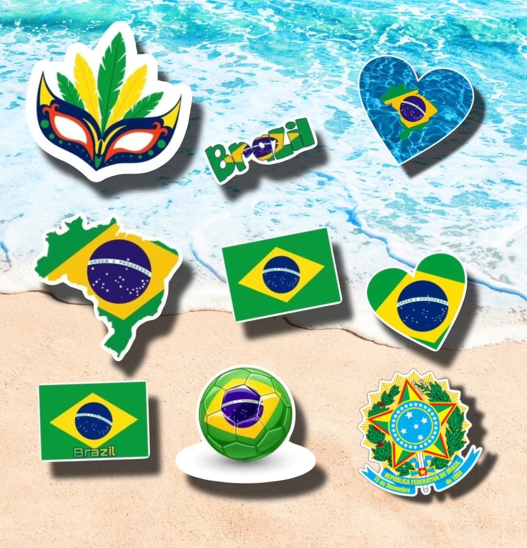 Brazil Vinyl Stickers - Etsy